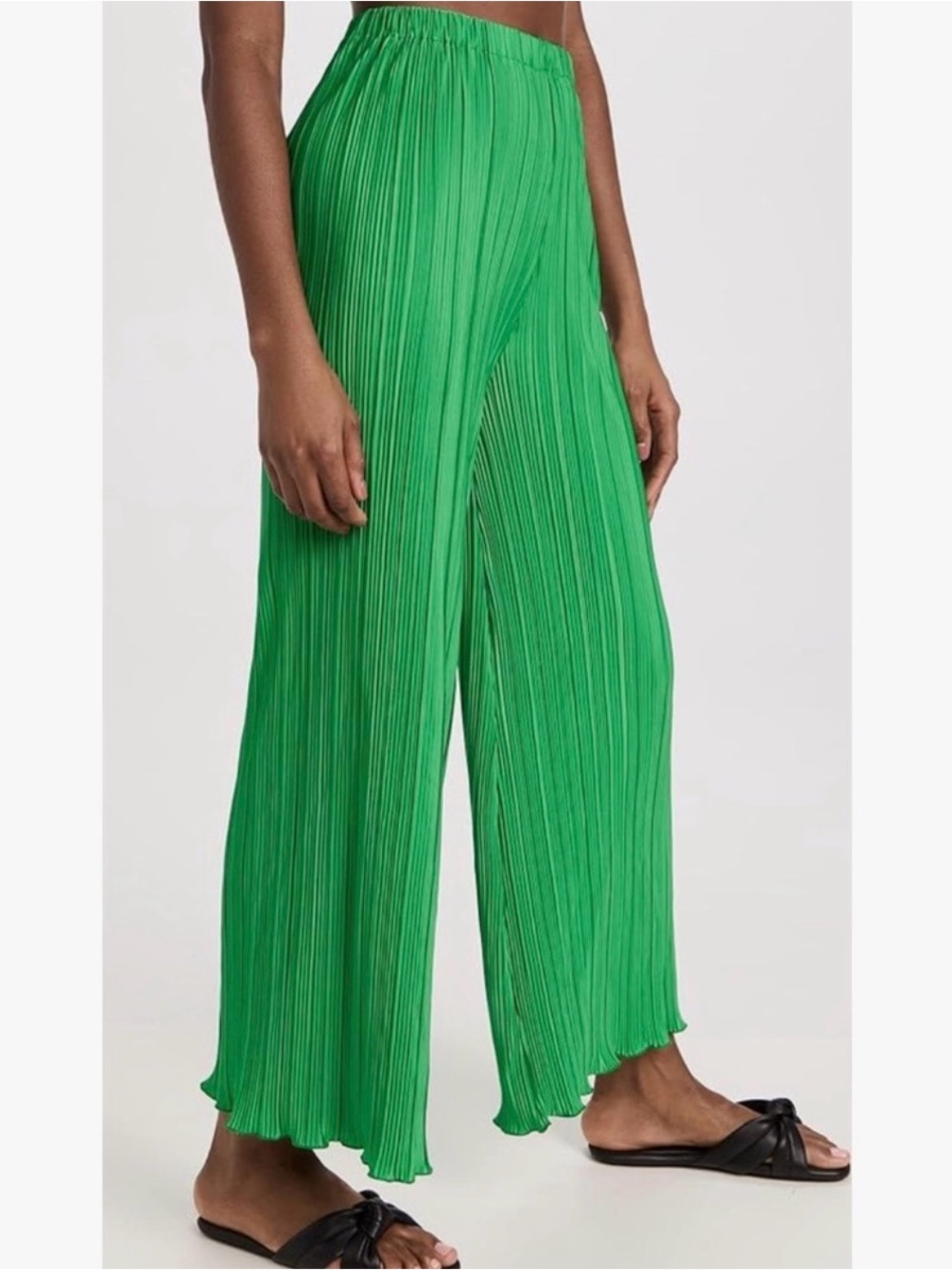 l*space Bright Green Pleated Wide-Leg Pants